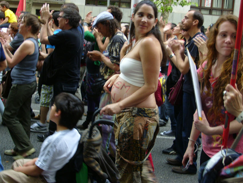 Pregnant woman protesting